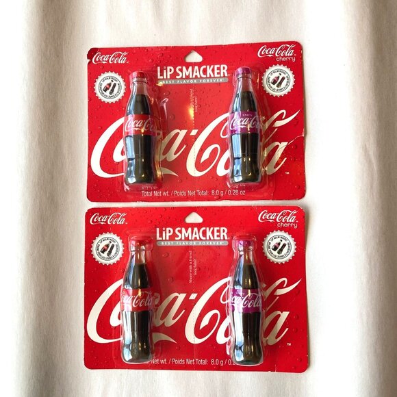 Lip Smacker Coca-Cola Bottle Lip Balm Duo Classic & Cherry Cola Flavor Lot of 2 - Picture 1 of 5